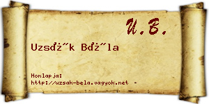 Uzsák Béla névjegykártya